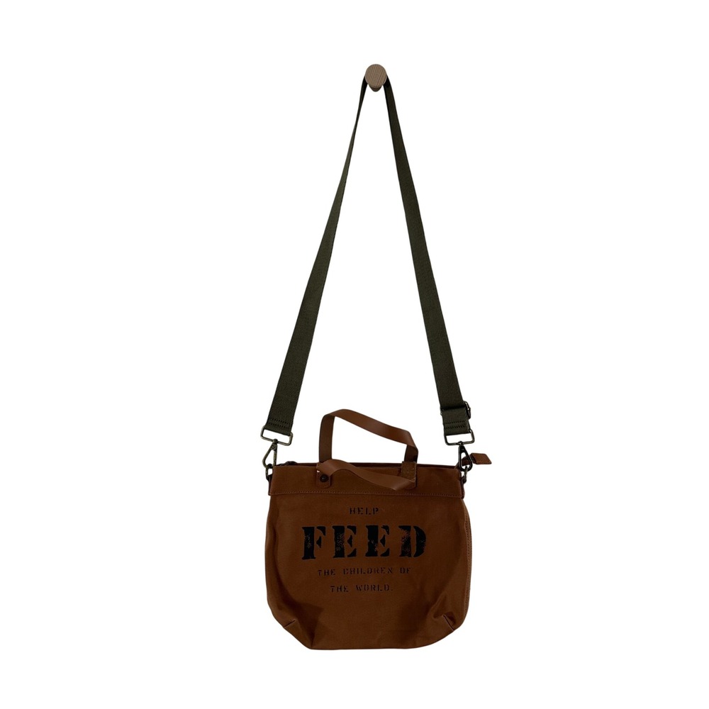 FEED Projects Canvas Crossbody Bag Brown Help Feed The Children 50 Meals Tote